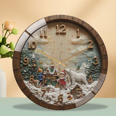 Horloge murale avec des ours et des ours polaires - Horloge murale moderne en verre 12 po
