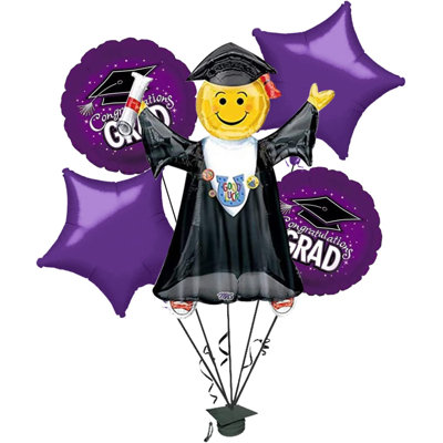 PMU Graduation Jumping Smiley Grad Balloon Bouquet