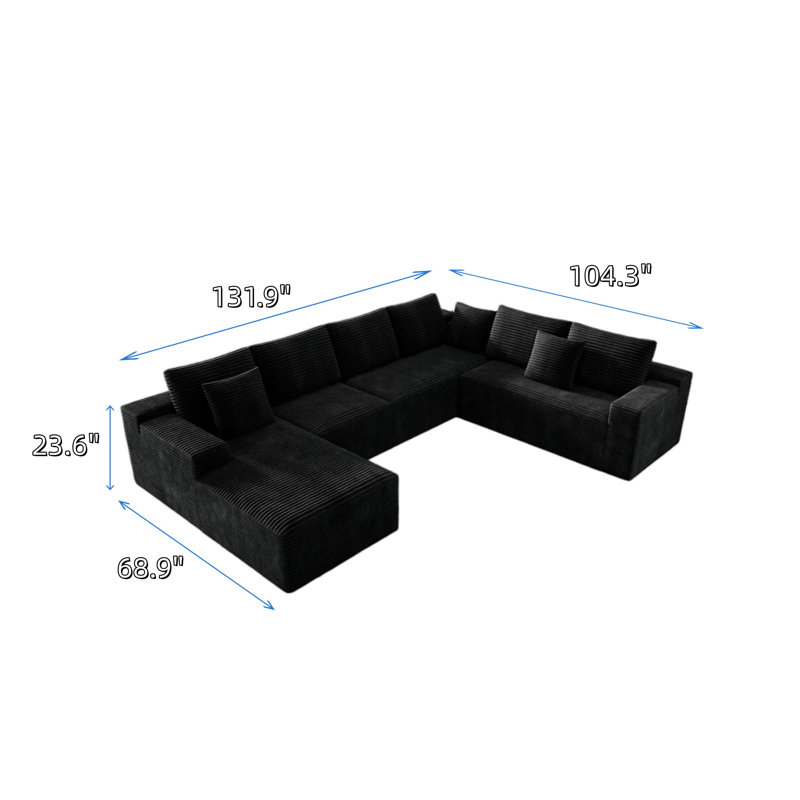 Siège de canapé modulaire en velours côtelé de 131,9 pouces