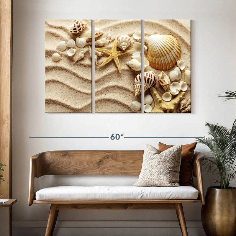 Aletra, coquillages sur les vagues de sable, H 32 po x l 50 po