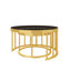 Ensemble de tables basses gigognes rondes modernes en métal doré avec dessus en verre trempé