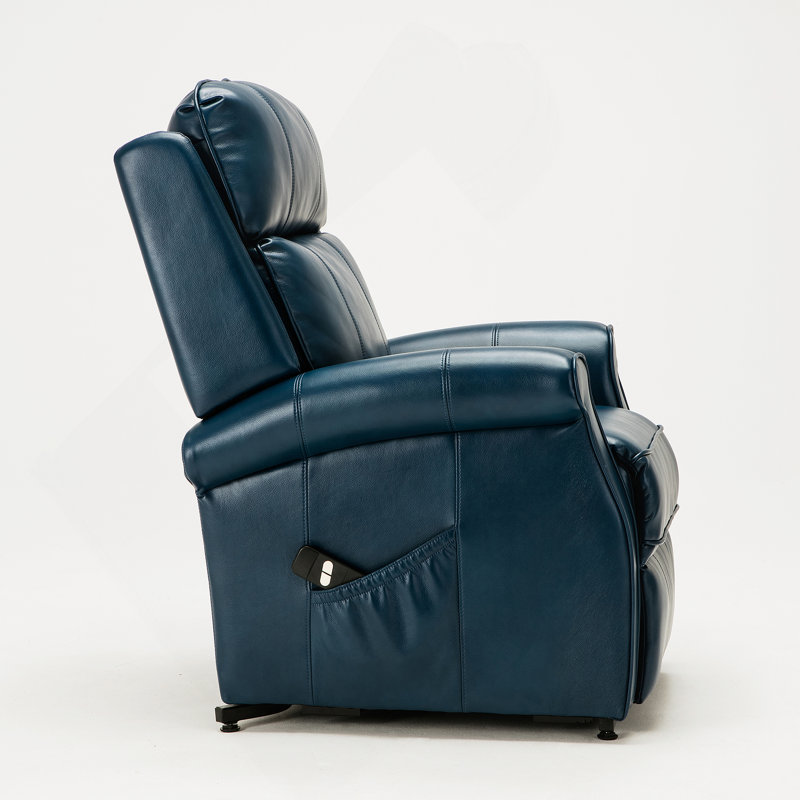 Landis Navy Blue Traditional Lift Chair, Navy Blue Faux Leather