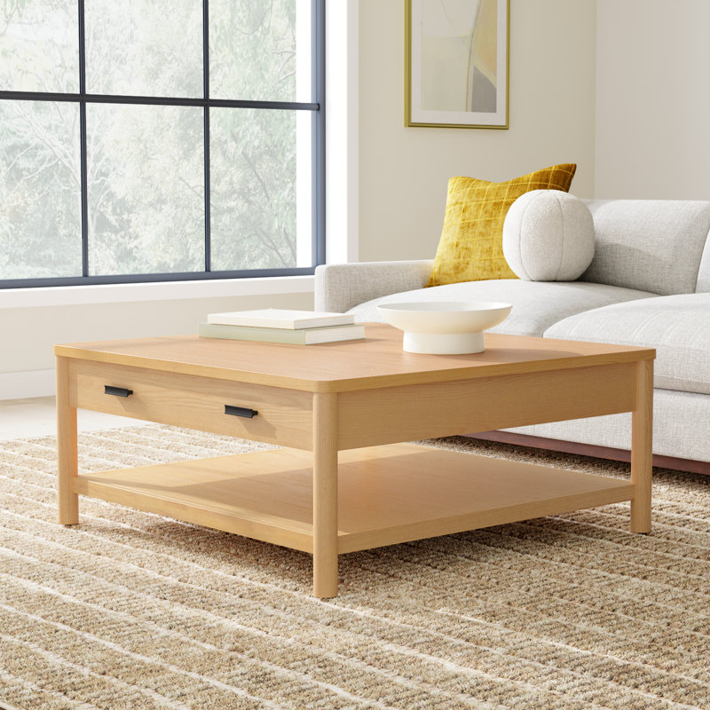 Kaplan Wood 1 Drawer Coffee Table, Natural