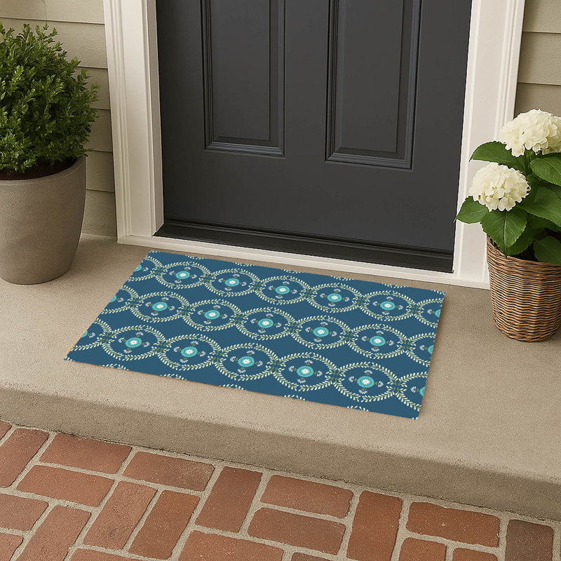 Bree Outdoor Doormat, Teal, 34" X 21"
