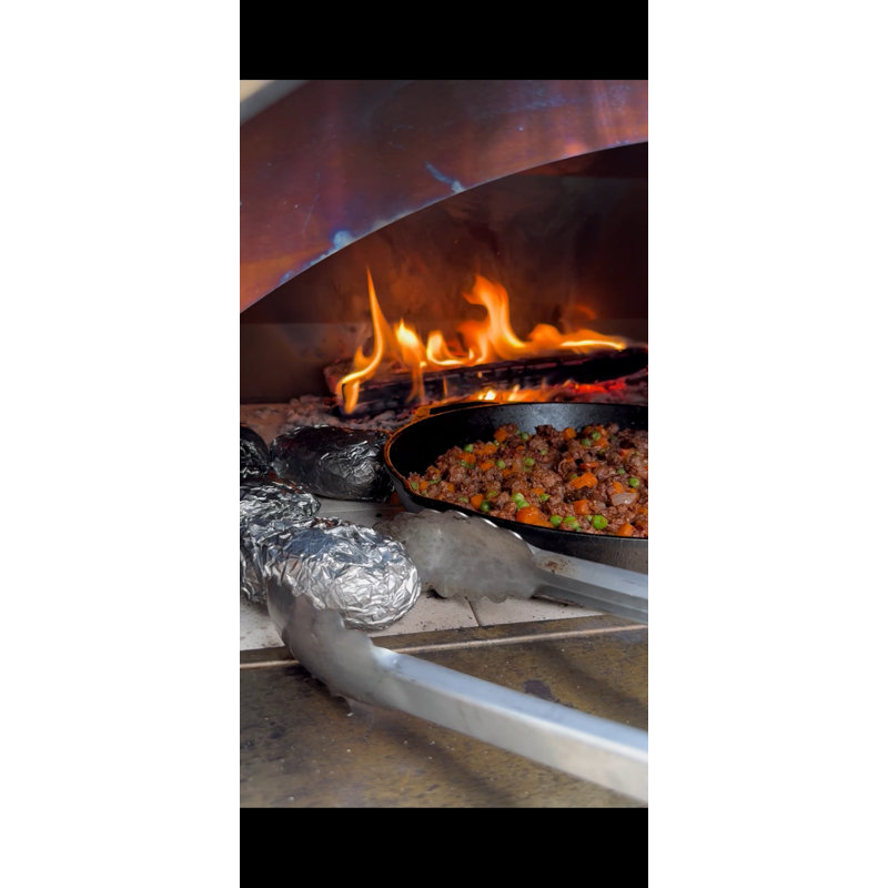 Outdoor Wood-Fired Pizza Oven, Silver 