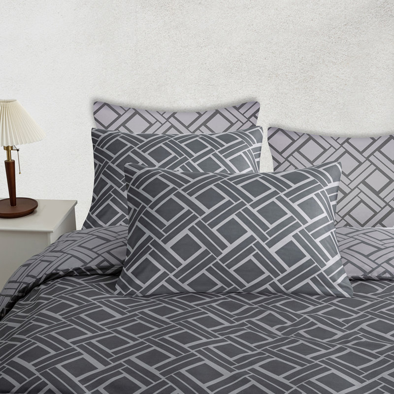 Premium Reversible Duvet Cover Set with Zipper Closure and Corner Ties, Double Duvet Cover + 2 Standard Pillowcases
