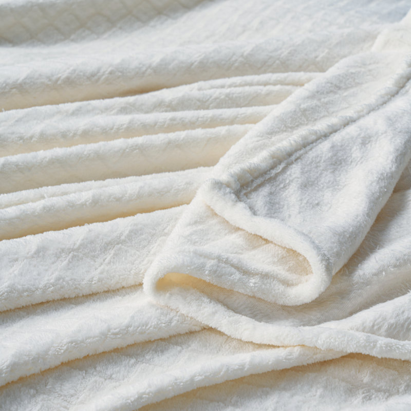 Literie en flanelle Atka Diamond, Lit simple, Ivoire ivoire