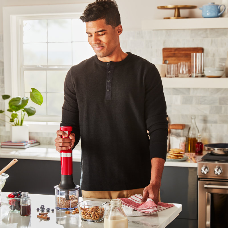 Mélangeur à main à vitesse variable sans fil avec hachoir et fouet KitchenAid®, Rouge passion