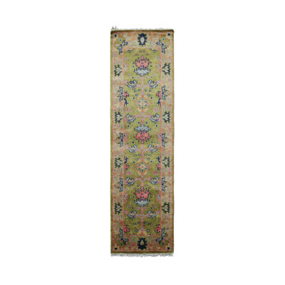 Multi Size Hand Knotted Oushak Wool William Morris Area Rug Green, Rust