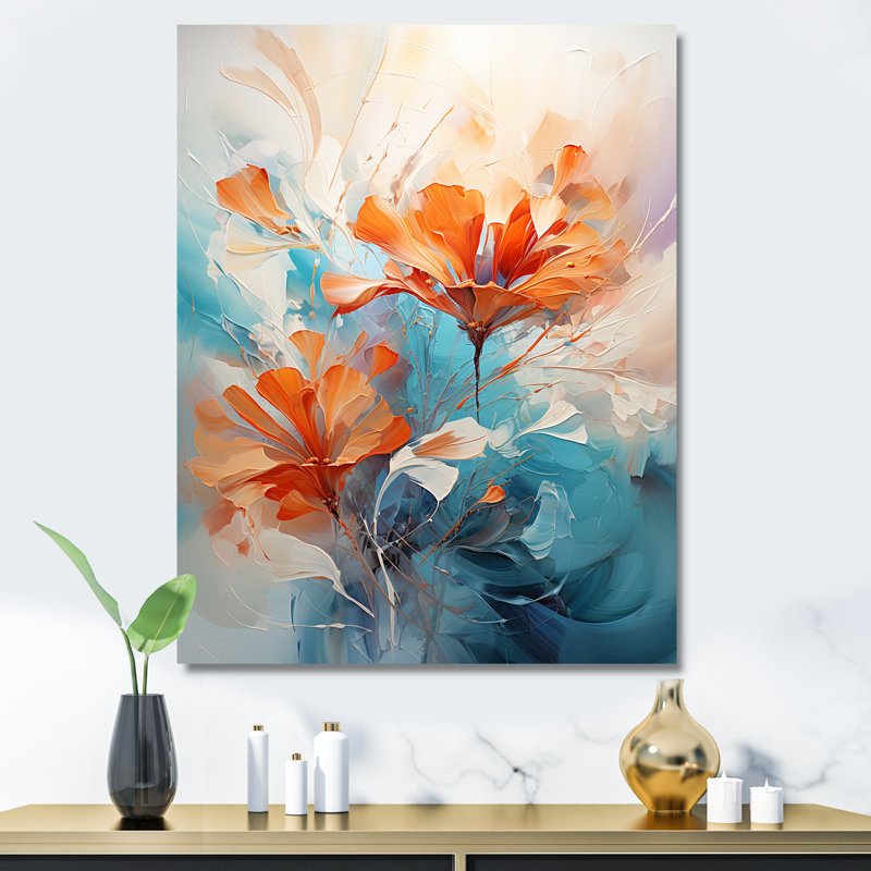 Beige et bleu murmure brise I - paysages abstraits, art mural, salon_105681, H 32 po x l 16 po, Toile tendue
