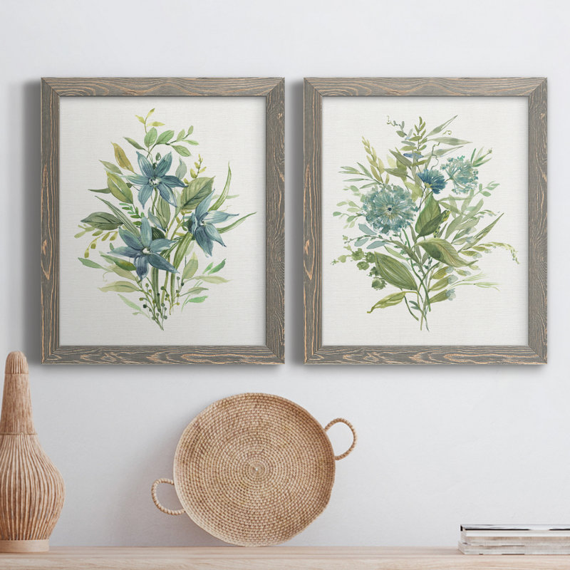 «Greenery I», ensemble de reproduction d'art sur toile, Cadre gris, H 37,5 po x l 55 po x P 1,5 po