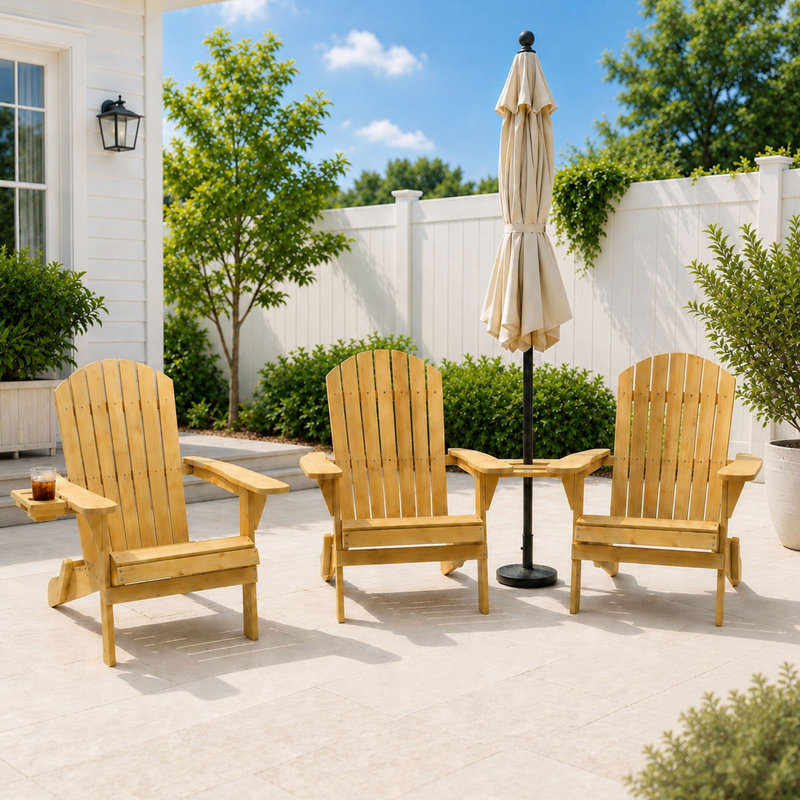 Chaise Adirondack pliante en bois de sapin couleur teck, 2