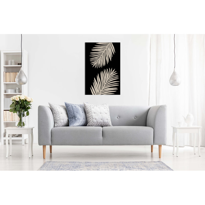 Abstract Graphic Palm Leaves - Wrapped Canvas Print, 31cm H x 20cm W