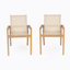 Chaise de salle à manger, ensemble de 2, structure en teck et textile beige