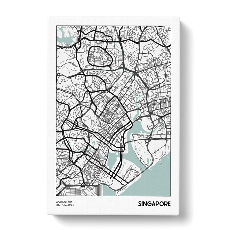 Map Singapore Asia - Wrapped Canvas, 50cm H x 35cm W x 3cm D