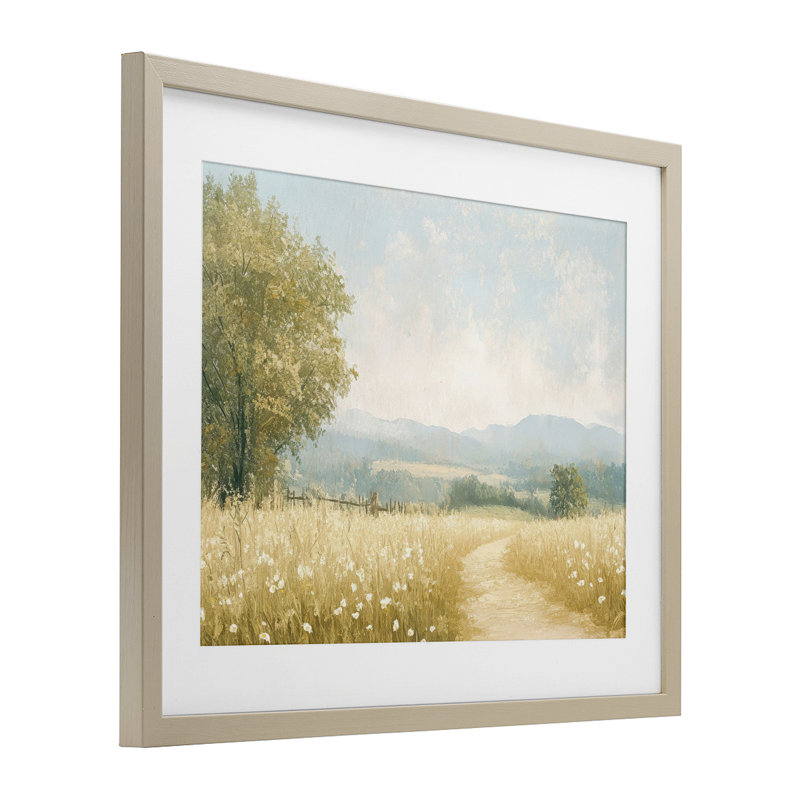 «Pastoral Wandering Path», reproduction encadrée sous verre, conception de LSR Creative Studio, Cadre de récolte en pin