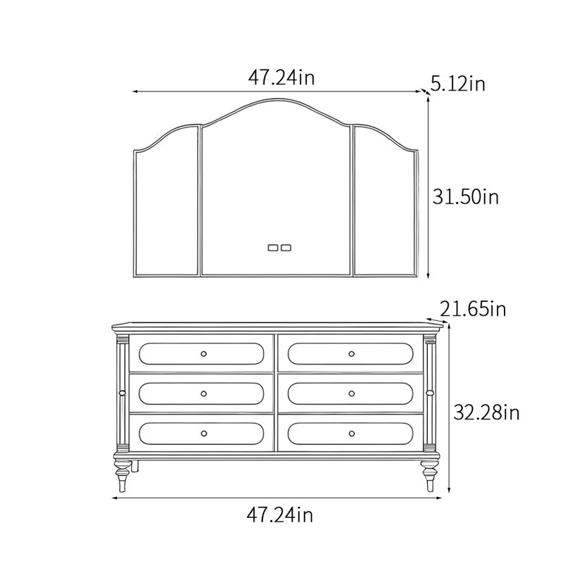 Armoire de salle de bain American Retro, H 32,28 po x l 47,24 po x P 21,65 po