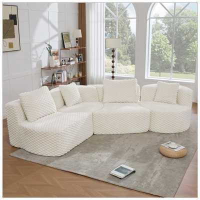 Modular Sectional Sofa with Soft Plush Upholstery, Flexible Design for Living Room Comfort and Style.