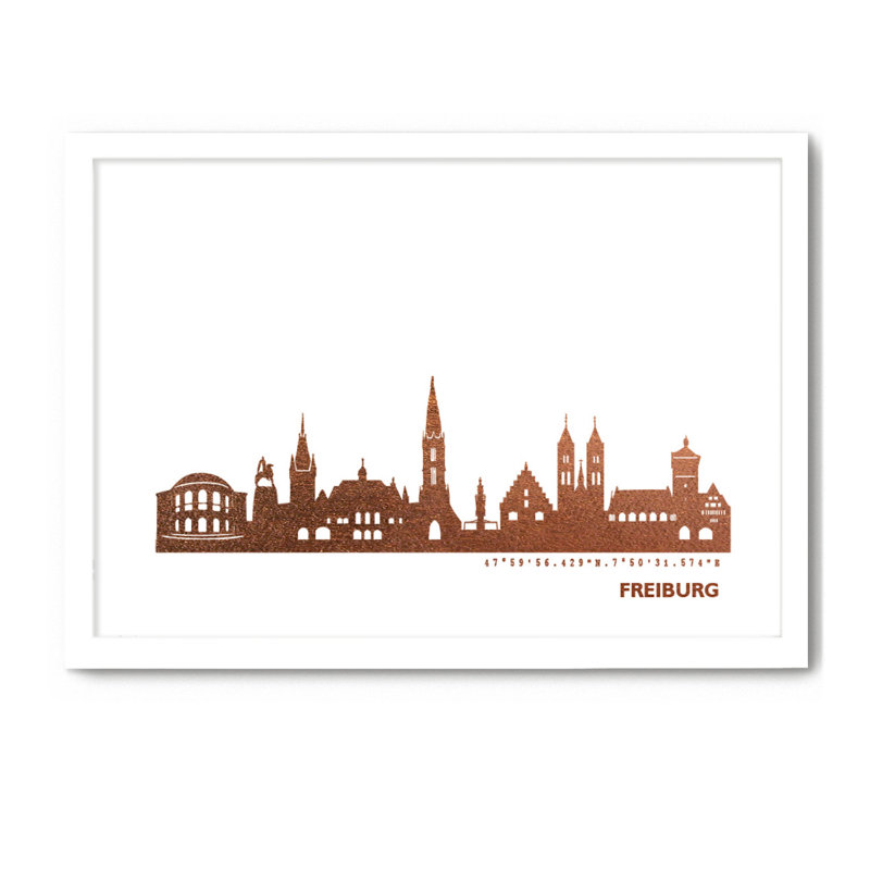 Freiburg Freiburg Skyline - Single Picture Frame Print, 33cm H x 43cm W x 4cm D