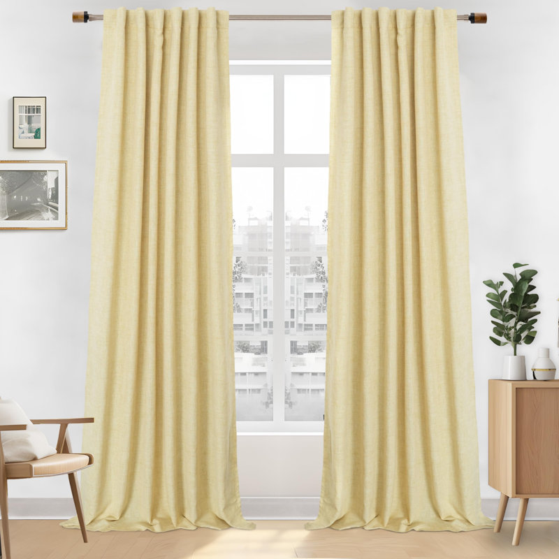 Rideaux occultants 100% naturels Goffredo pour chambre à coucher Double couche Drape Farmhouse, Lin clair, L 52 po x L 108 po