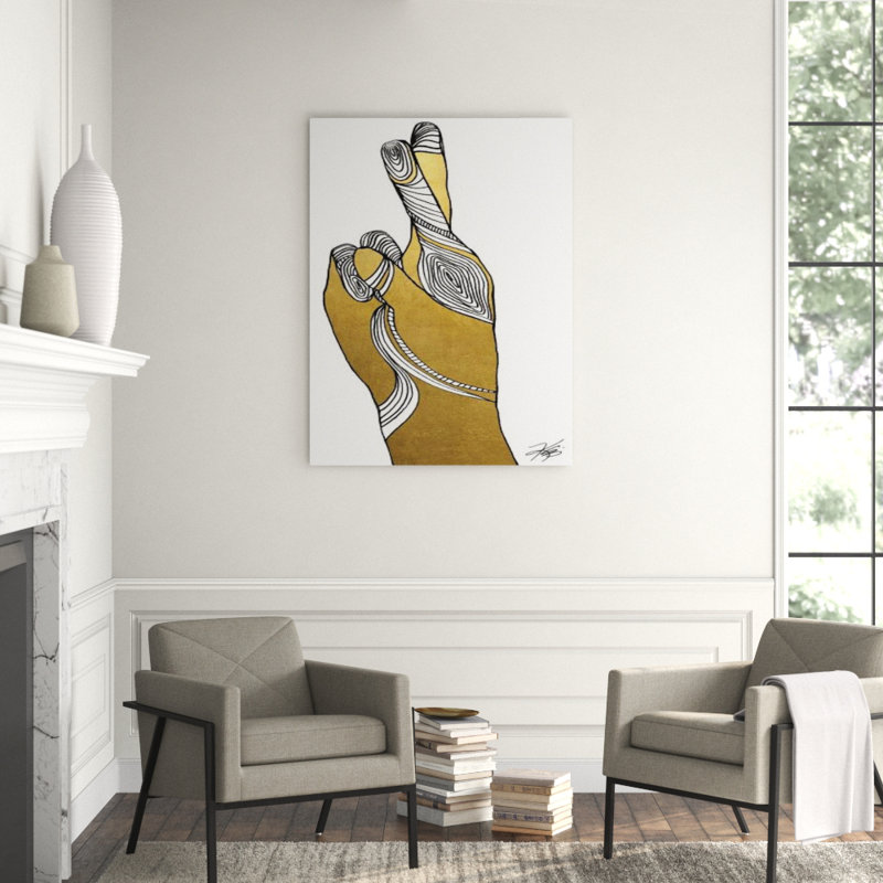 Sign Language X Print by Kelli Ellis, Gilded Gold, 32" H x 24" W x 1.5" D