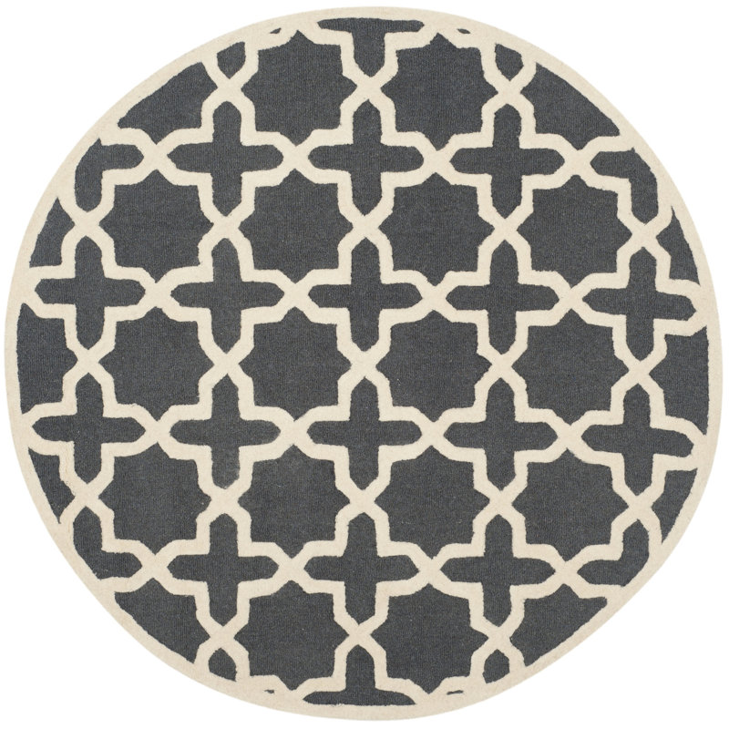 Igna Hand Tufted Wool Geometric Rug, Round 6'