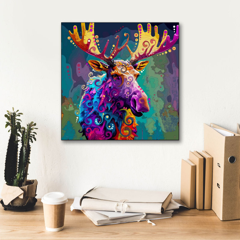 «Moose» par Dean Russo, art mural sur toile, H 18 po x l 18 po