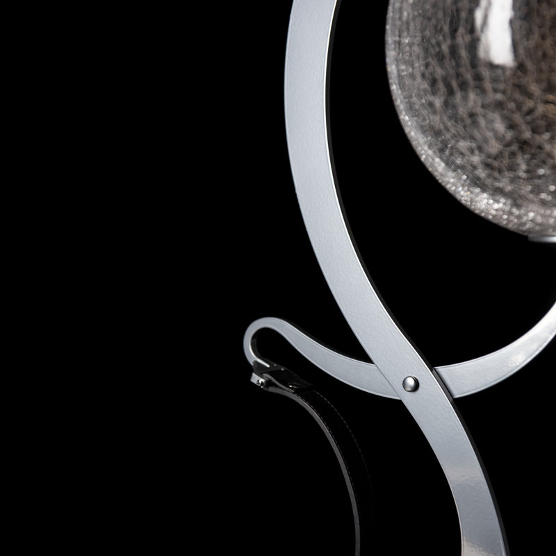 Pression Table Lamp, Crackle, Sterling, British Brown Leather