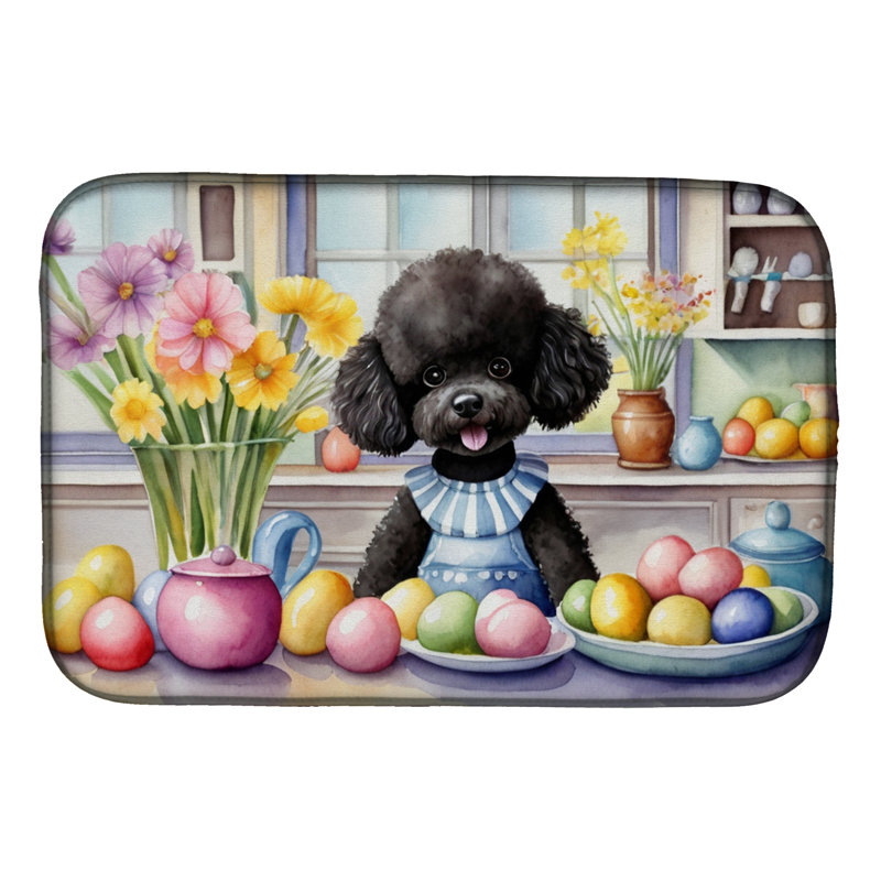 Tapis de séchage décoratif caniche noir de Pâques