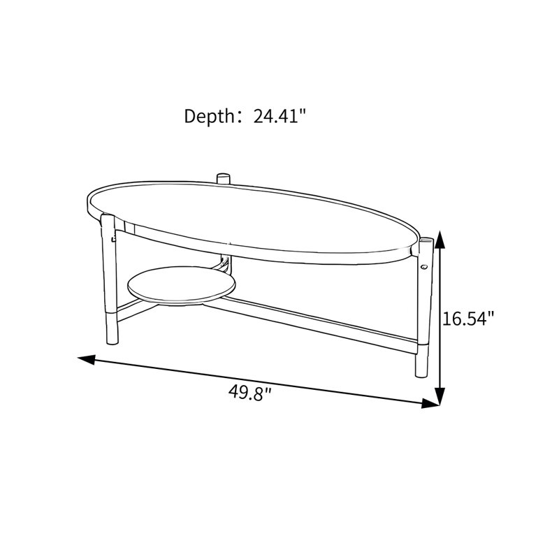 Table basse haut de gamme, Clair, H 16,54 po x L 49,8 po x l 24,41 po, Brun