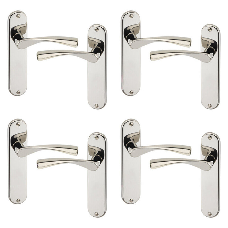 Door Handle, Plain Polished Nickel