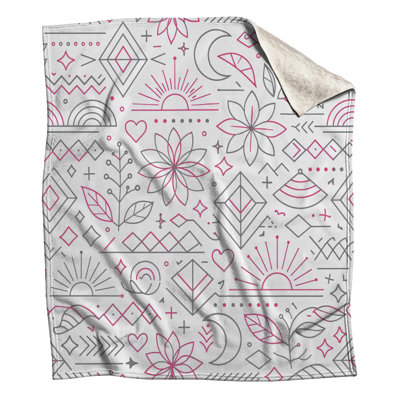 Pink Geometric Floral Blankets
