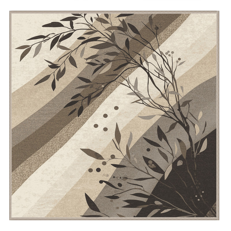 Tapis beige olive lavable à la machine Ottwell, Carré 5 pi
