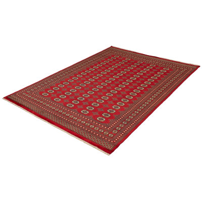 Tapis unique en laine noué à la main style Bokhara beige / rouge / brun des années 2010 de 8 pi x 9 pi 8 po Hovnan