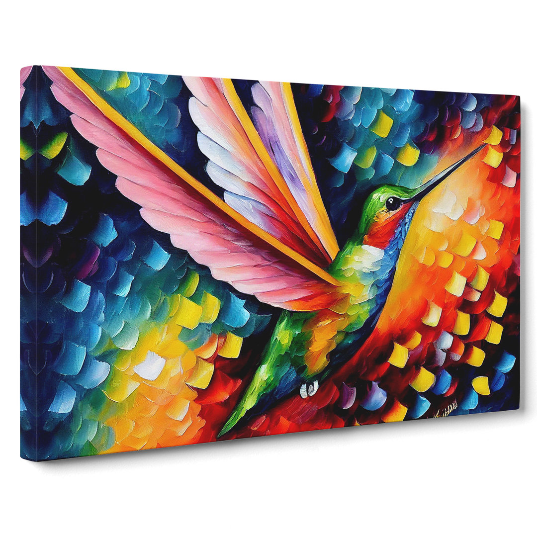 XXX-H1022-WF-4799X Hummingbird Painting Vol.8 Abstract - Wrapped Canvas Print