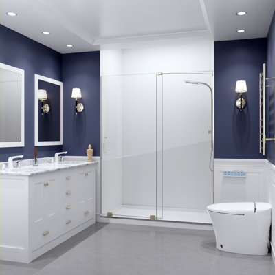 Porte de douche coulissante simple demi-cadre avec garde-raz-de-marée L 60 à 60 po x H 76 po Long bateau