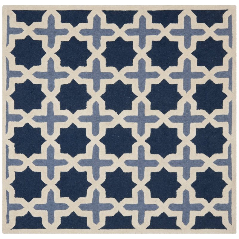 Igna Hand Tufted Wool Geometric Rug, Square 6'