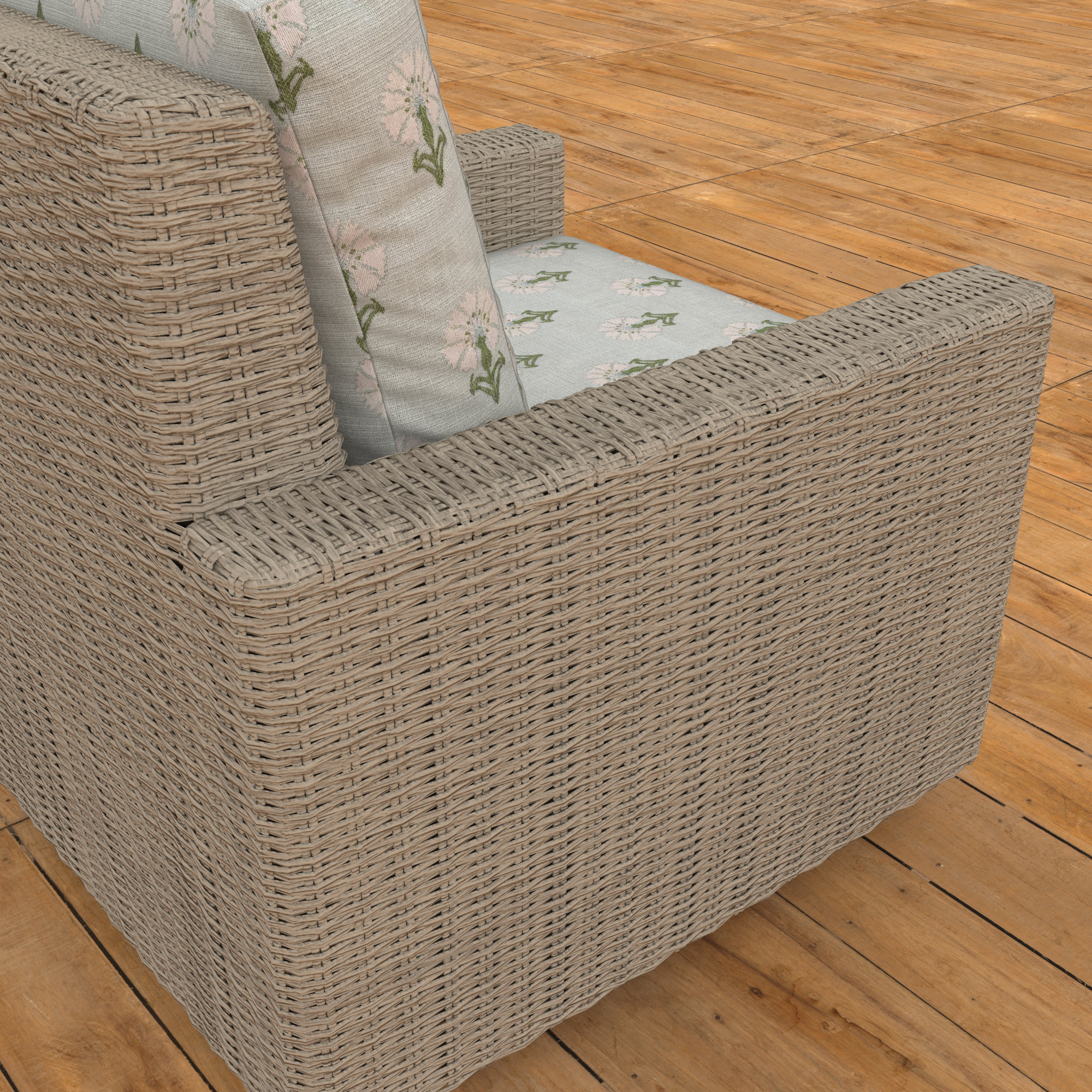 Outdoor Swivel Chair With Sunbrella Cushions, Floral, Mira Celeste