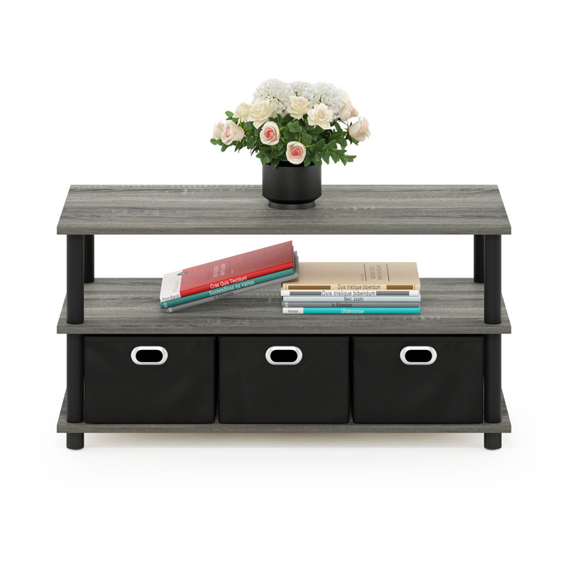 Emilia-Jean Four Leg Coffee Table with Storage, French Oak Grey/Black