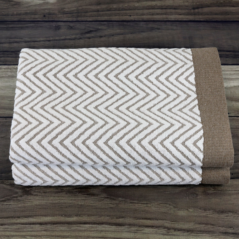 Fibertone by 1888 Mills Jacquard Pool Towel Chevron 35x70 21.00 lbs/dz, Tan