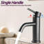 Robinet de lavabo de salle de bain moderne - 1 trou, noir mat, acier inoxydable, aérateur inclus avec support de baignoire simple, apparence moderne et élégante-121645505