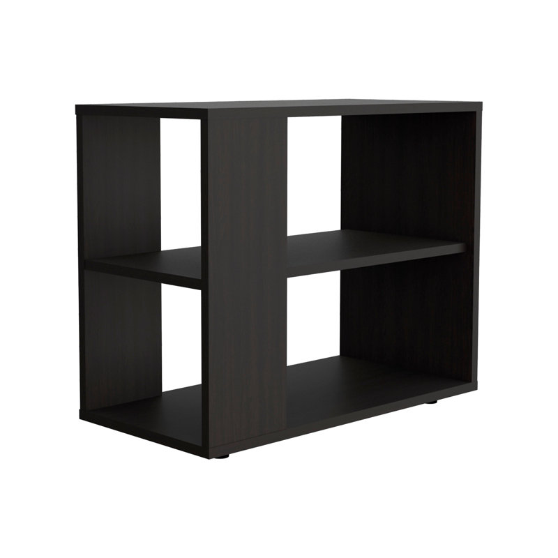 Rio Verde Side Table in Melamine with Open Storage, Black
