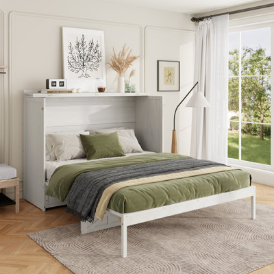 Grand lit escamotable avec grands tiroirs et port USB