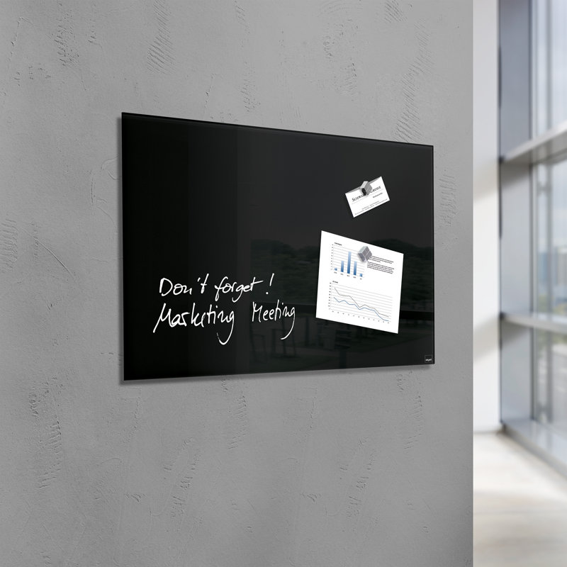 Artverum Wall Mounted Glass Board, Black, 48cm H x 78cm W x 78cm L