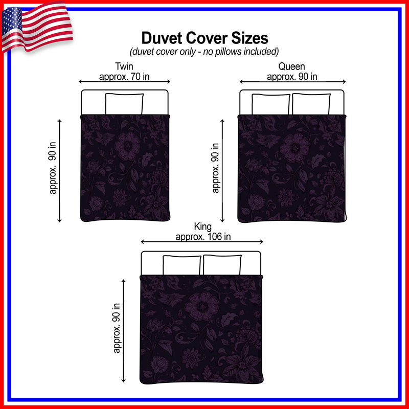 Housses de couette à motif floral mauve, Grand lit
