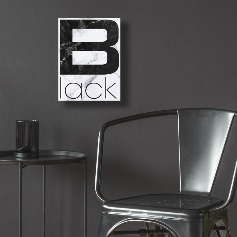«Black Marble» par Typelike, art mural en verre acrylique, H 16 po x l 12 po x P 0,13 po
