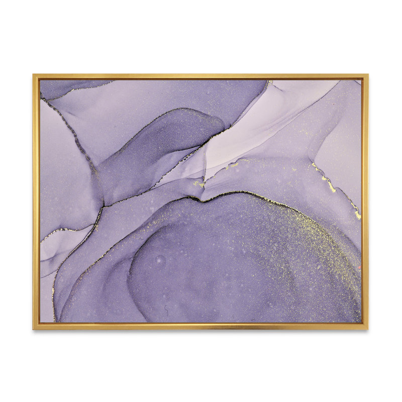 «Mauve et gris», impression sur toile, Cadre flottant doré, H 24 po x l 32 po x P 1 po