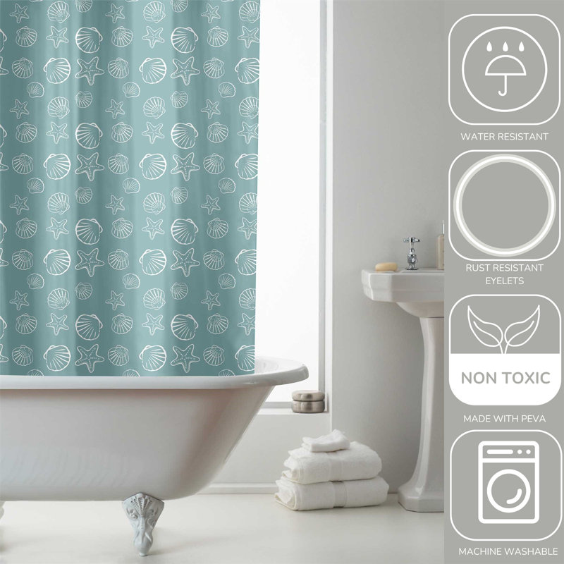 Dolphins Blue PEVA Shower Curtain