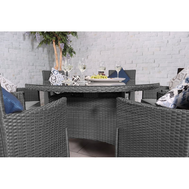 6 Seater KD Round Dining Set, Grey
