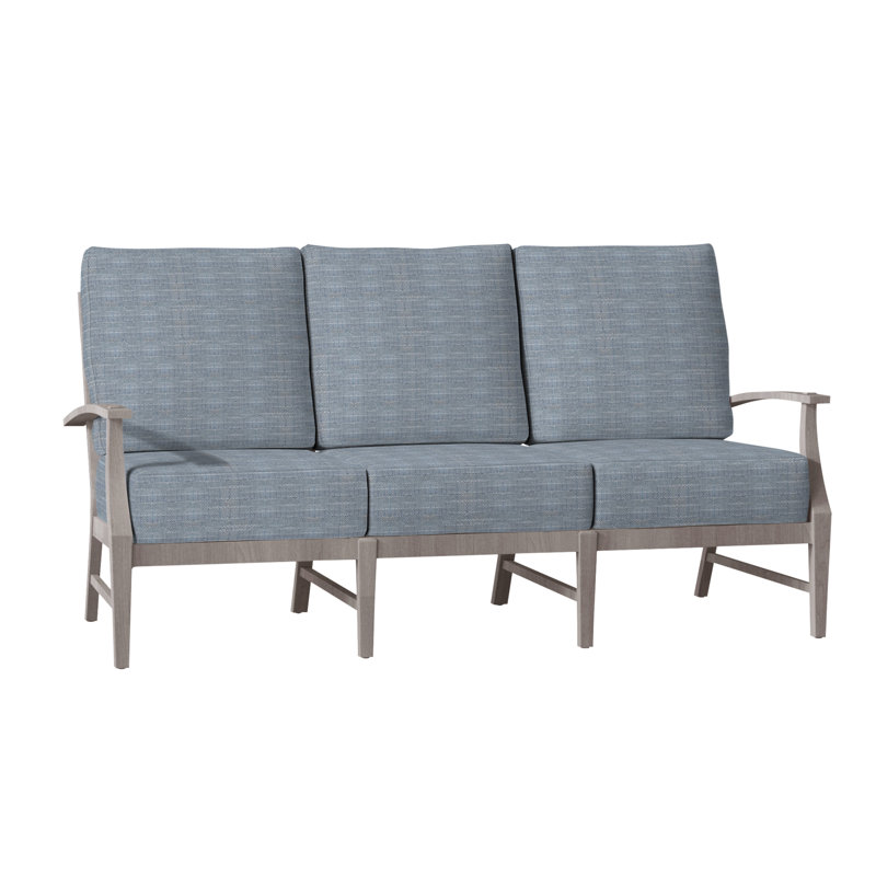 Canapé Croquet en teck - Huître, No Welt + Standard Fill, InsideOut® Rollo ‑ lin Chambray, Teck huître